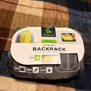 New Travelon Gray Packable Backpack with Lime Accents